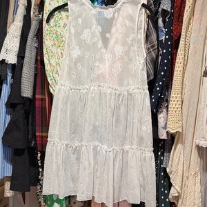 Babydoll sheer dress White Floral Lace Dress